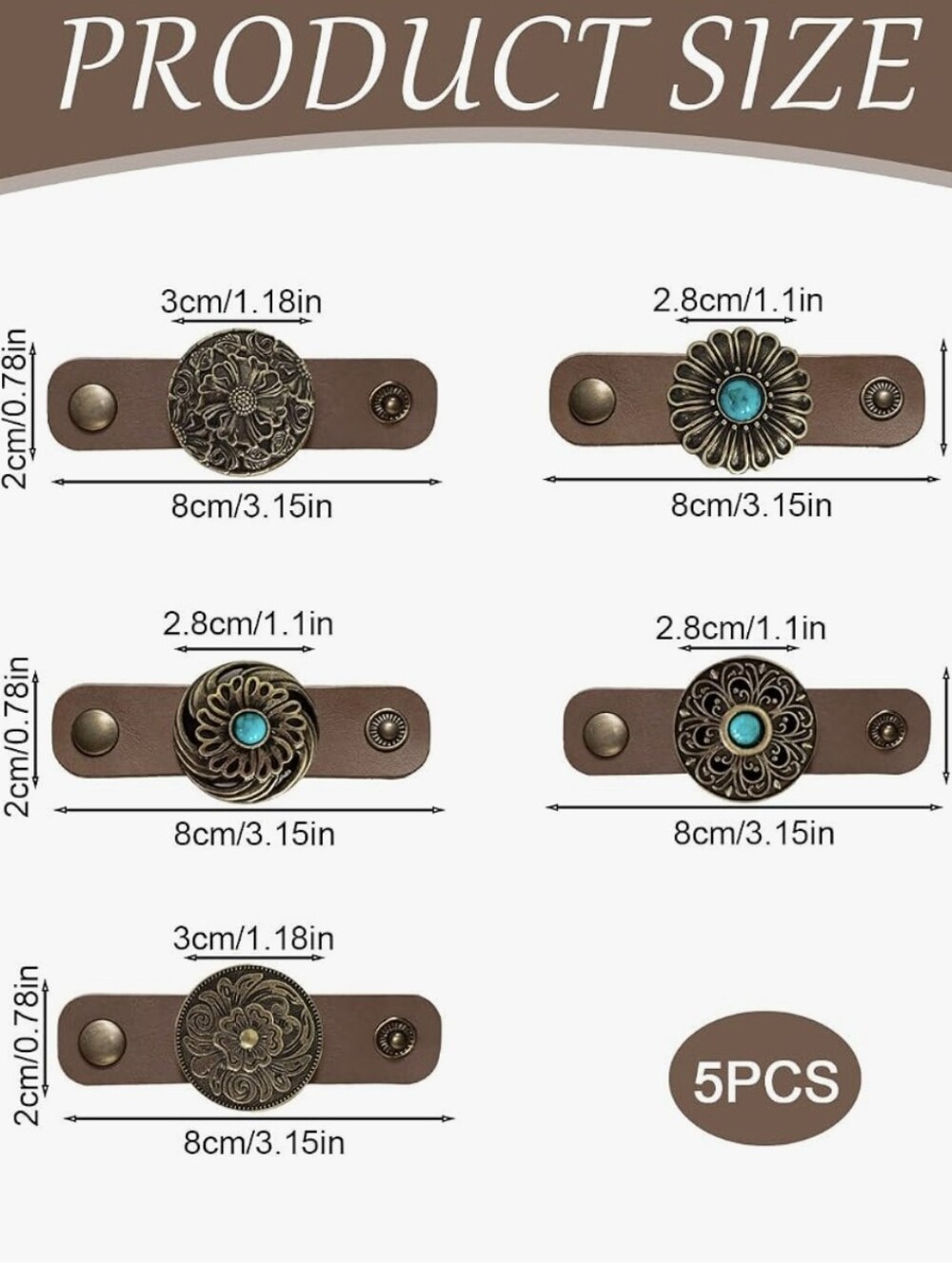 Western Brown Scarf Ring Set - Picture 2 of 6